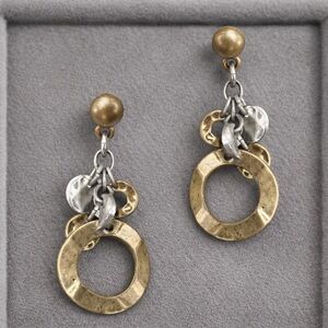 Premier Designs Under the Sun Earrings Gold Silvertone Post Back NWOT 1.5" #487